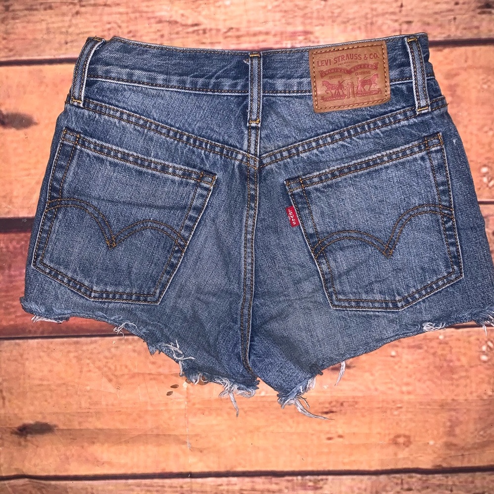 Levi’s NON Stretch 501 Jean Shorts 24” Raw Hem Px - Picture 1 of 5